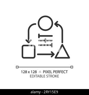 2D customizable thin linear black adaptability icon Stock Vector