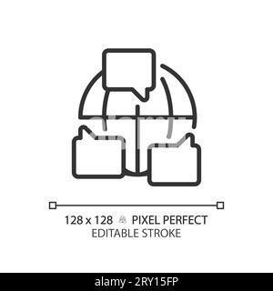 2D customizable thin linear black collaboration icon Stock Vector
