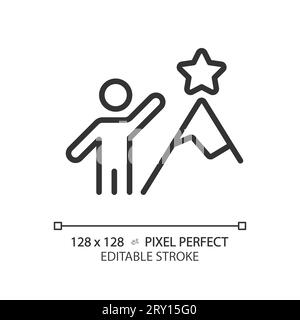 2D customizable thin linear black perseverance icon Stock Vector