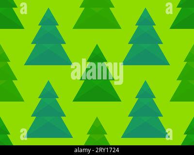 Christmas tree seamless pattern. Xmas forest pine trees modern style on green background. Festive design for wallpaper and banners. Vector illustratio Stock Vector