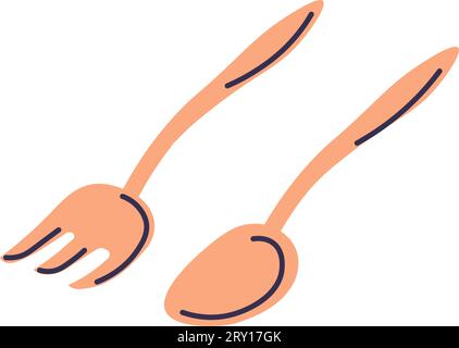 Kitchenware and cutlery, fork and spoon for trips Stock Vector