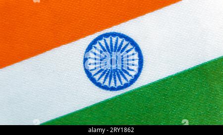 tricolors of the republic indian national flag with the ashoka chakra at the centre Stock Photo