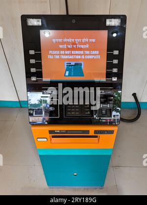 a digital automatic teller machine (ATM) for cash withdraw and deposit transactions Stock Photo