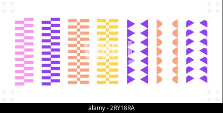 Brutalist abstract geometric shapes and grids. Brutal contemporary figure star oval spiral flower and other primitive elements. Swiss design aesthetic Stock Vector