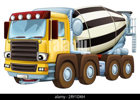 cartoon industry truck concrete mixer illustration for kids Stock Photo