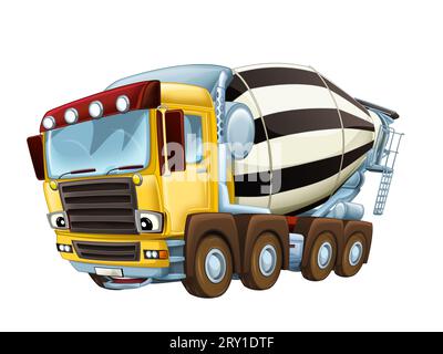 cartoon industry truck concrete mixer illustration for kids Stock Photo