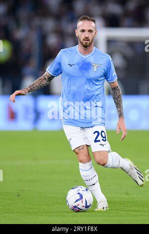 Manuel Lazzari of SS Lazio during the Serie A Tim match between SS Lazio and Torino FC at Stadio Olimpico September 27, 2023 in Rome, Italy. Stock Photo