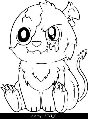 Pastel goth Cat coloring page for kid Stock Photo