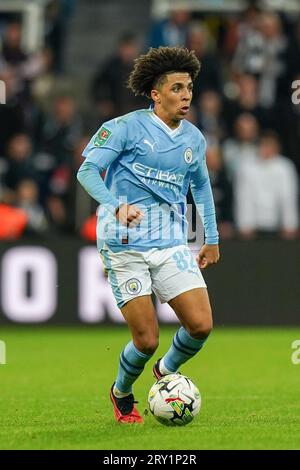 Newcastle, United Kingdom. 27th Sep, 2023. Manchester City defender Rico Lewis (82) during the Newcastle United FC v Manchester City FC at St.James' Park, Newcastle, United Kingdom on 27 September 2023 Credit: Every Second Media/Alamy Live News Stock Photo