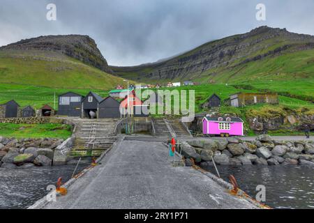 Ferry Port of Sydradalur on Kalsoy, Faroe Islands Stock Photo