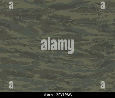 Woodland tiger camouflage. Pixelated shapes. Seamless pattern. For military and hunting purposes. Stock Vector