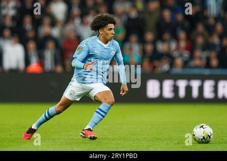 Newcastle, United Kingdom. 27th Sep, 2023. Manchester City defender Rico Lewis (82) during the Newcastle United FC v Manchester City FC at St.James' Park, Newcastle, United Kingdom on 27 September 2023 Credit: Every Second Media/Alamy Live News Stock Photo