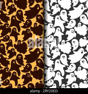 Halloween cute ghost patterns set Stock Vector