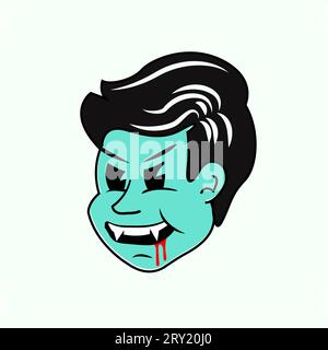 Halloween Vampire monster character sticker decoration. Vector illustration Stock Vector