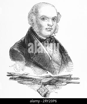 Portrait of James Bruce, 8th Earl of Elgin and 12th Earl of Kincardine; Black and White Illustration Stock Photo