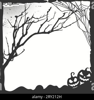 Halloween frame border silhouette with halloween elements Stock Vector