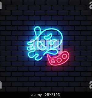 Ghost neon on dark background for decoration design. Vector illustration Stock Vector