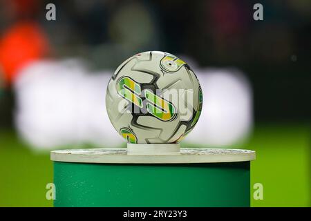 Newcastle, United Kingdom. 27th Sep, 2023. The Carabao Cup Match Ball ahead of the Newcastle United FC v Manchester City FC at St.James' Park, Newcastle, United Kingdom on 27 September 2023 Credit: Every Second Media/Alamy Live News Stock Photo