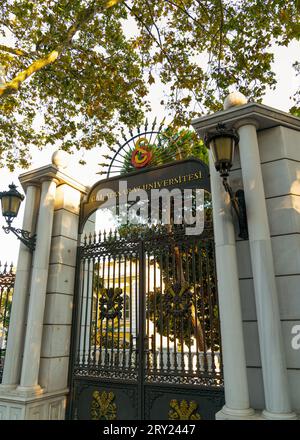 Istanbul, Turkey - September 16, 2023: Entrance door of Galatasaray University building at Ciragan street Stock Photo