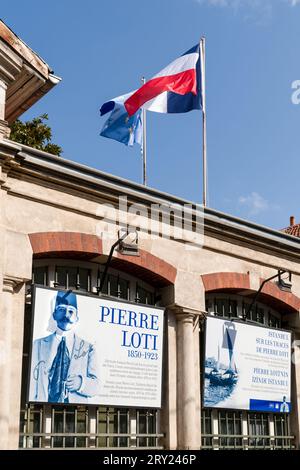 Istanbul, Turkey - September 17, 2023: Consulate General of France and the picture of Pierre Loti who was a French naval officer and novelist and Ista Stock Photo