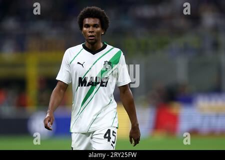 Armand Lauriente of Us Sassuolo looks on during the  Serie A match beetween Fc Internazionale and Us Sassuolo at Stadio Giuseppe Meazza on September 27 2023 in Milan  Italy . Stock Photo