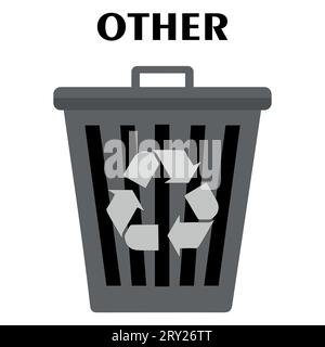 Trash Can vector icon. Illustration style is a flat iconic gray symbol on a transparent background. Sorting and recycling concept, Container Design el Stock Vector