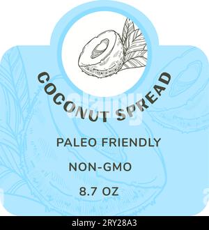 Coconut spread, paleo friendly healthy product Stock Vector