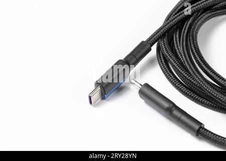 usb type c cable, isolate on white background Stock Photo