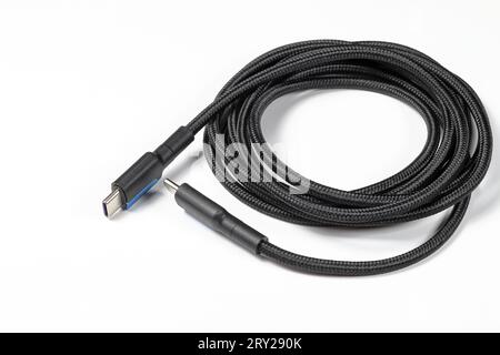 usb type c cable, isolate on white background Stock Photo