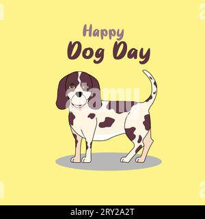 Happy Dog Day Standing Beagle Vector Stock Vector