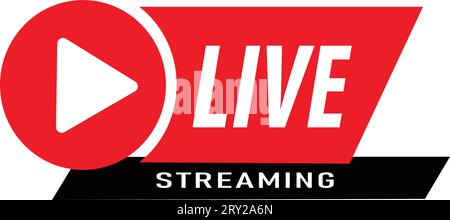 Red Play Button Live Vector Stock Vector