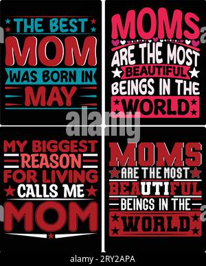 typography mom t shirt design if you want you can use it for other purpose like mug design, sticker design, water bottle design and etc Stock Vector