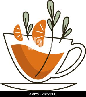 Organic and natural tea with orange and mints Stock Vector