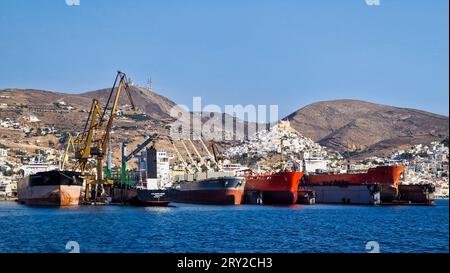 Onex Neorion Shipyard, Syros, island, Greece Stock Photo