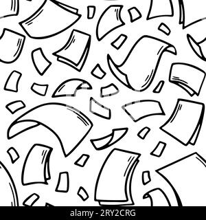 Flying paper sheets seamless pattern in doodle style. Hand drawn blank document pages. Falling files of documents. Office business vector illustration Stock Vector