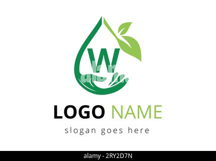 Letter W With Charity Help Hands Logo Design Vector Template. Healthcare Care, Foundation with Hand Symbol Stock Vector