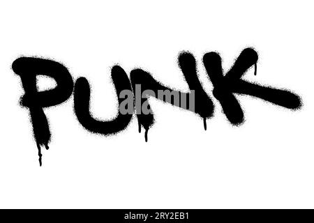 Isolated spray graffiti tag word PUNK over white. Stock Vector