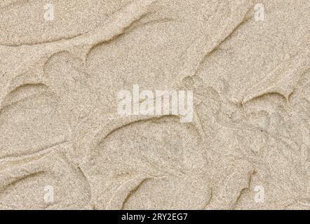 From above patterns in sand on an Oregon coast beach Stock Photo