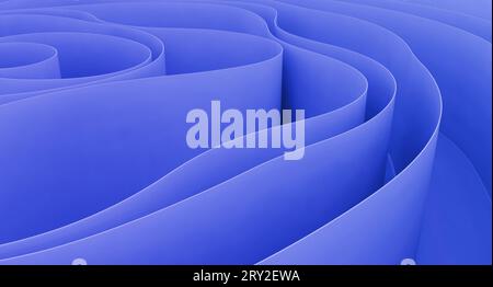 Abstract 3d illustration of full frame background of bright abstract blue curved folds Stock Photo