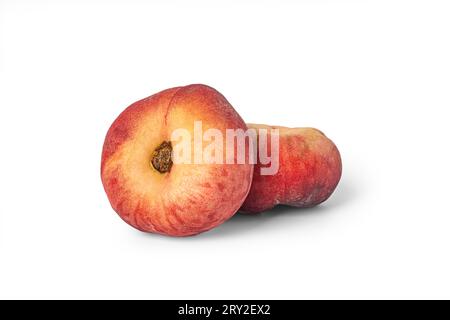 ripe peaches on a white background. High quality photo Stock Photo