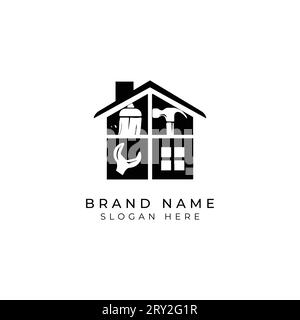 home service vector logo template. this design suitable for home services, repair, construction and painting or building company Stock Vector