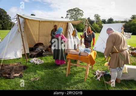 Viking invaders help bring curtain down on celebrating 1100 years of the ancient “cyty” of Thelwall Stock Photo