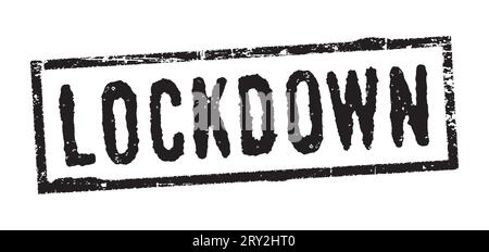 Black rubber stamp with word LOCKDOWN inside rectangle. Isolated on white backgrond. Stock Vector
