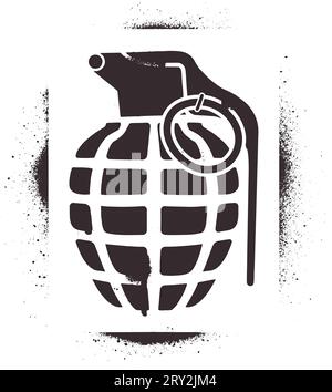 Hand grenade silhouette. Spray graffiti stencil. Stock Vector
