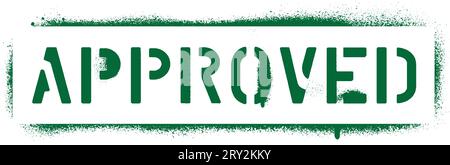 ''Approved'' quote. Spray graffiti stencil. Stock Vector