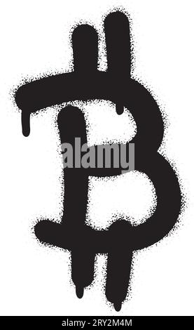 Isolated spray graffiti Bitcoin sign. White background. Stock Vector