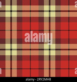 Plaid (tartan) pattern. Red, brown, beige and black stripes. Scottish, lumberjack and hipster fashion style. Stock Vector
