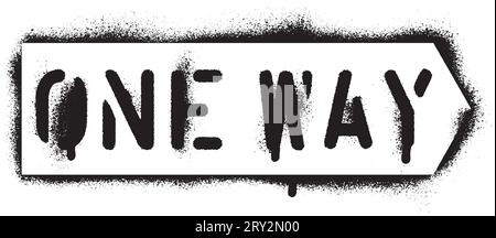One Way Street Sign. Spray paint graffiti stencil. Stock Vector