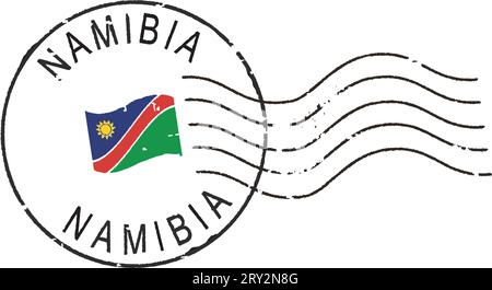 Postal grunge stamp NAMIBIA. Namibian waving flag. Stock Vector