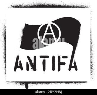 ''ANTIFA'' spray paint graffiti stencil. Common name for militant and radical antifascists, communists, leftists and anarchists. Stock Vector